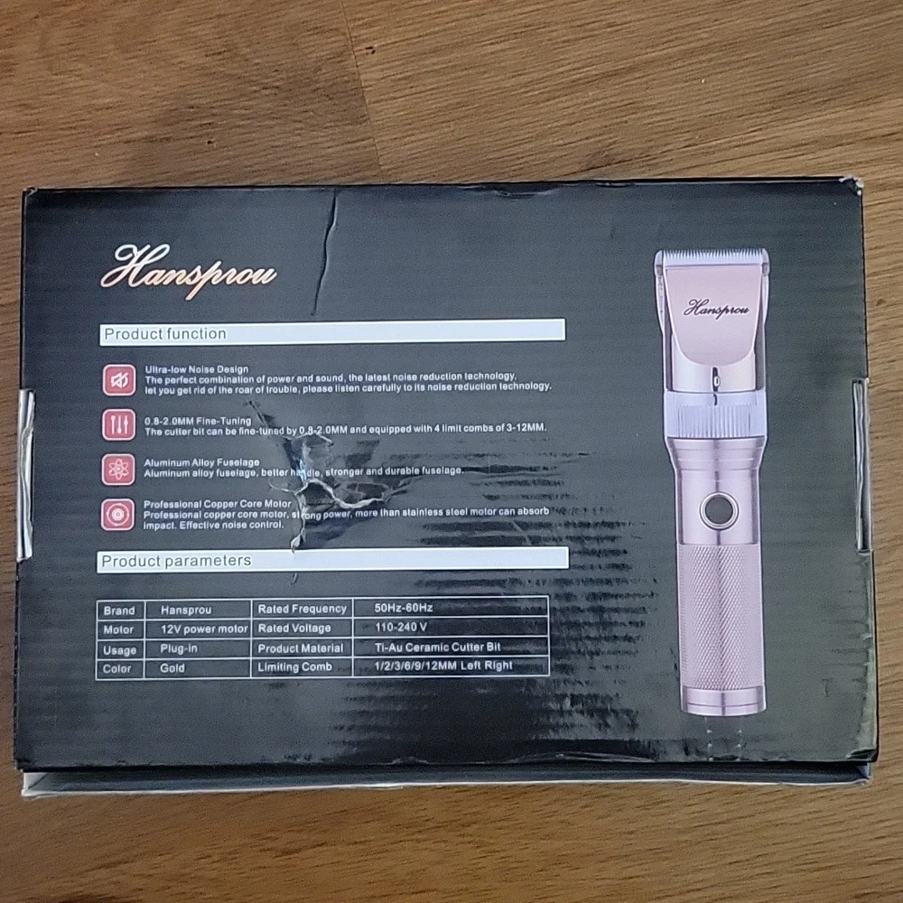 Hansbrou dog grooming clippers Trimmer Gold 12V plug in HiSpeed Motor NEW